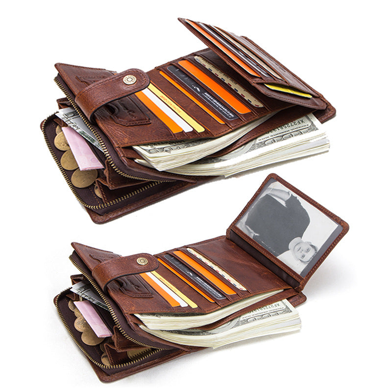 RFID Blocking Leather Wallet for Men – Premium Cowhide Slim Bifold Wallet