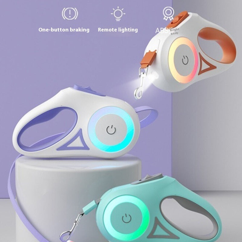 LED Retractable Dog Leash with Light – Automatic Pet Leash for Safe Night Walking