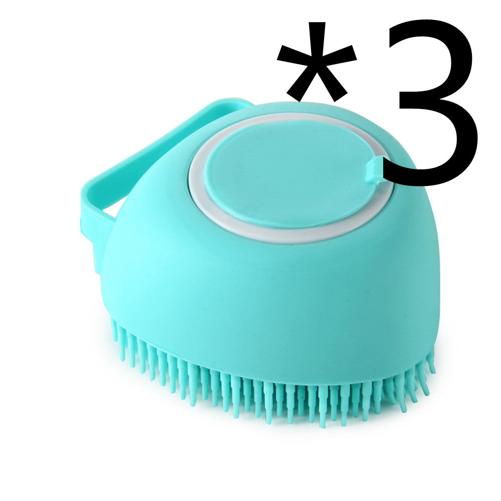 3-in-1 Silicone Pet Bath Brush – Dog & Cat Shampoo Dispenser Massage Grooming Tool