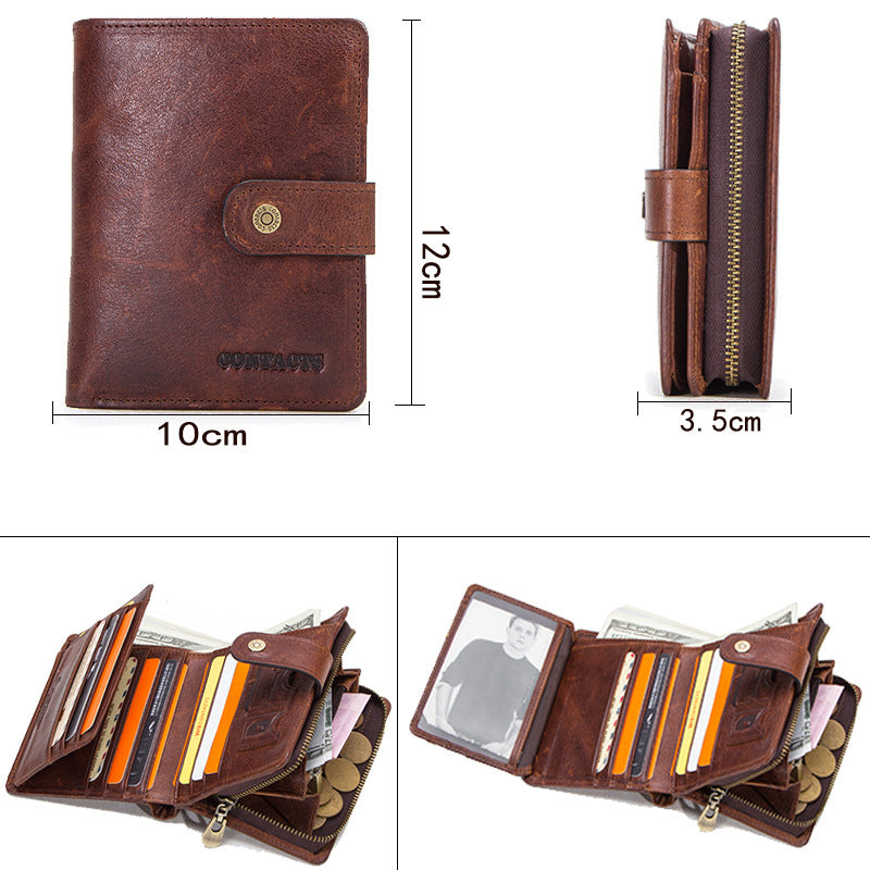 RFID Blocking Leather Wallet for Men – Premium Cowhide Slim Bifold Wallet