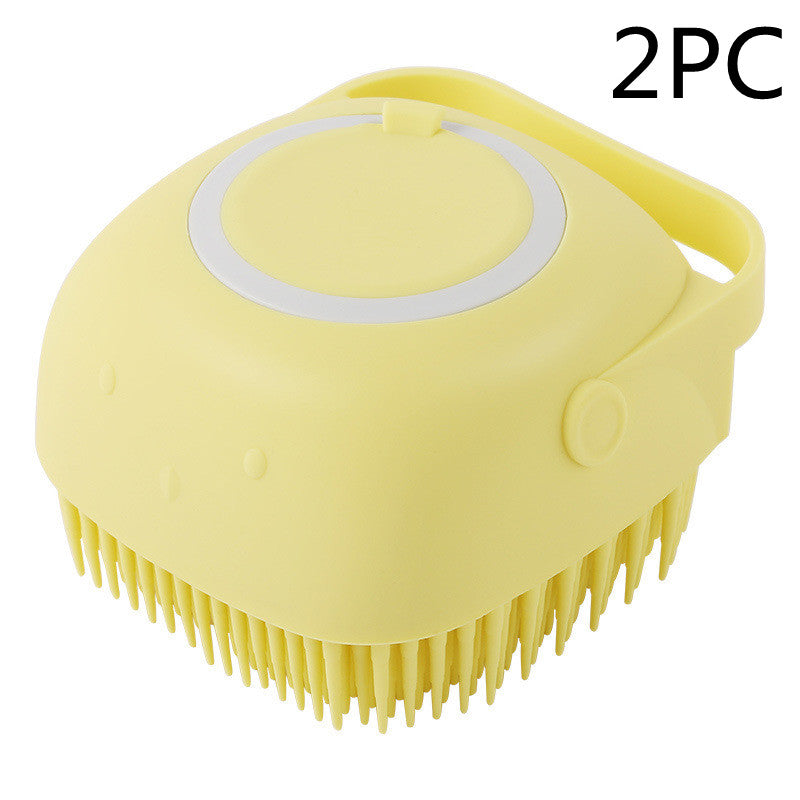 3-in-1 Silicone Pet Bath Brush – Dog & Cat Shampoo Dispenser Massage Grooming Tool
