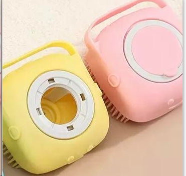 3-in-1 Silicone Pet Bath Brush – Dog & Cat Shampoo Dispenser Massage Grooming Tool