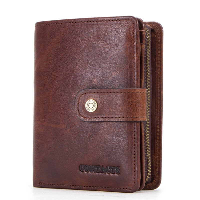 RFID Blocking Leather Wallet for Men – Premium Cowhide Slim Bifold Wallet
