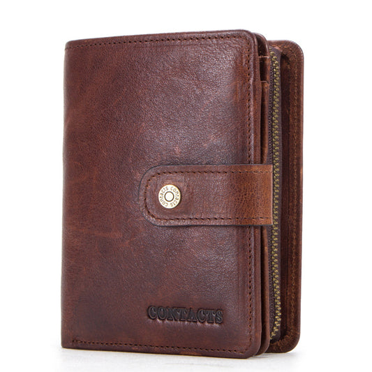 RFID Blocking Leather Wallet for Men – Premium Cowhide Slim Bifold Wallet