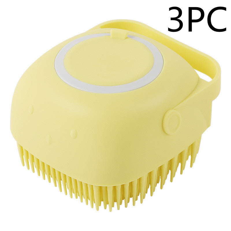 3-in-1 Silicone Pet Bath Brush – Dog & Cat Shampoo Dispenser Massage Grooming Tool