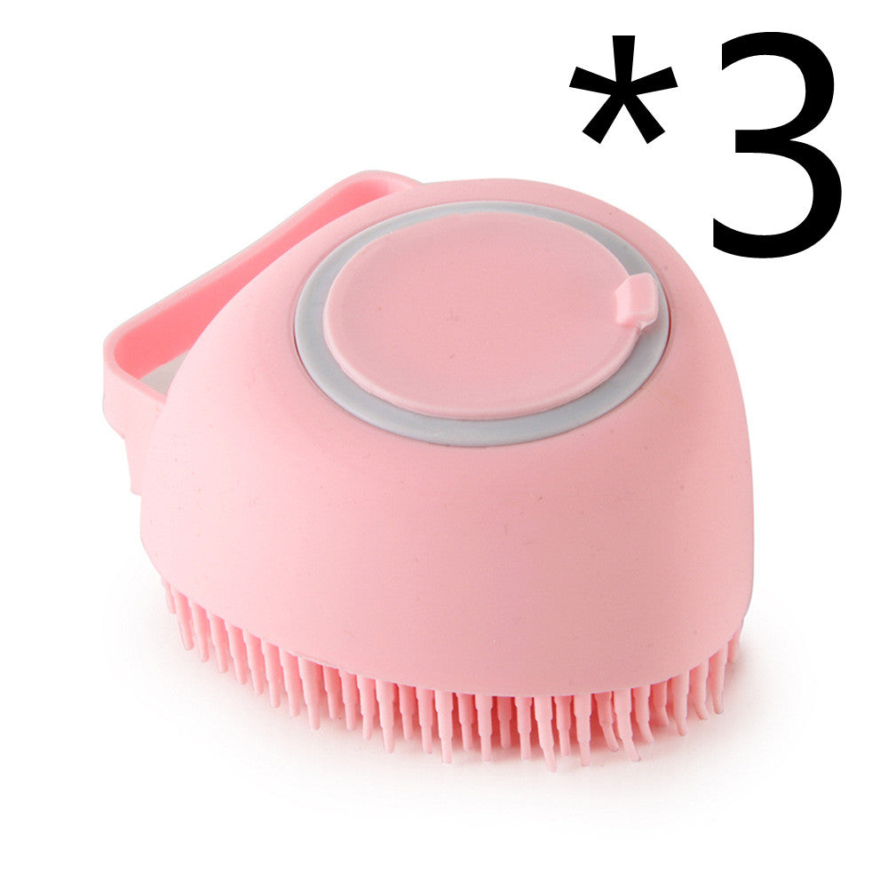 3-in-1 Silicone Pet Bath Brush – Dog & Cat Shampoo Dispenser Massage Grooming Tool