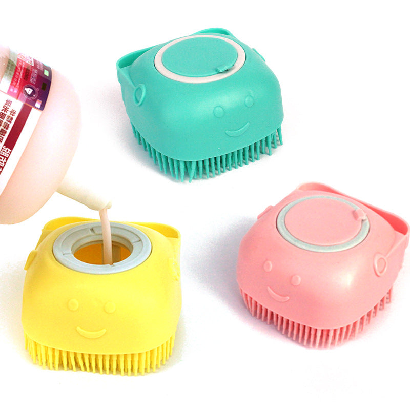 3-in-1 Silicone Pet Bath Brush – Dog & Cat Shampoo Dispenser Massage Grooming Tool